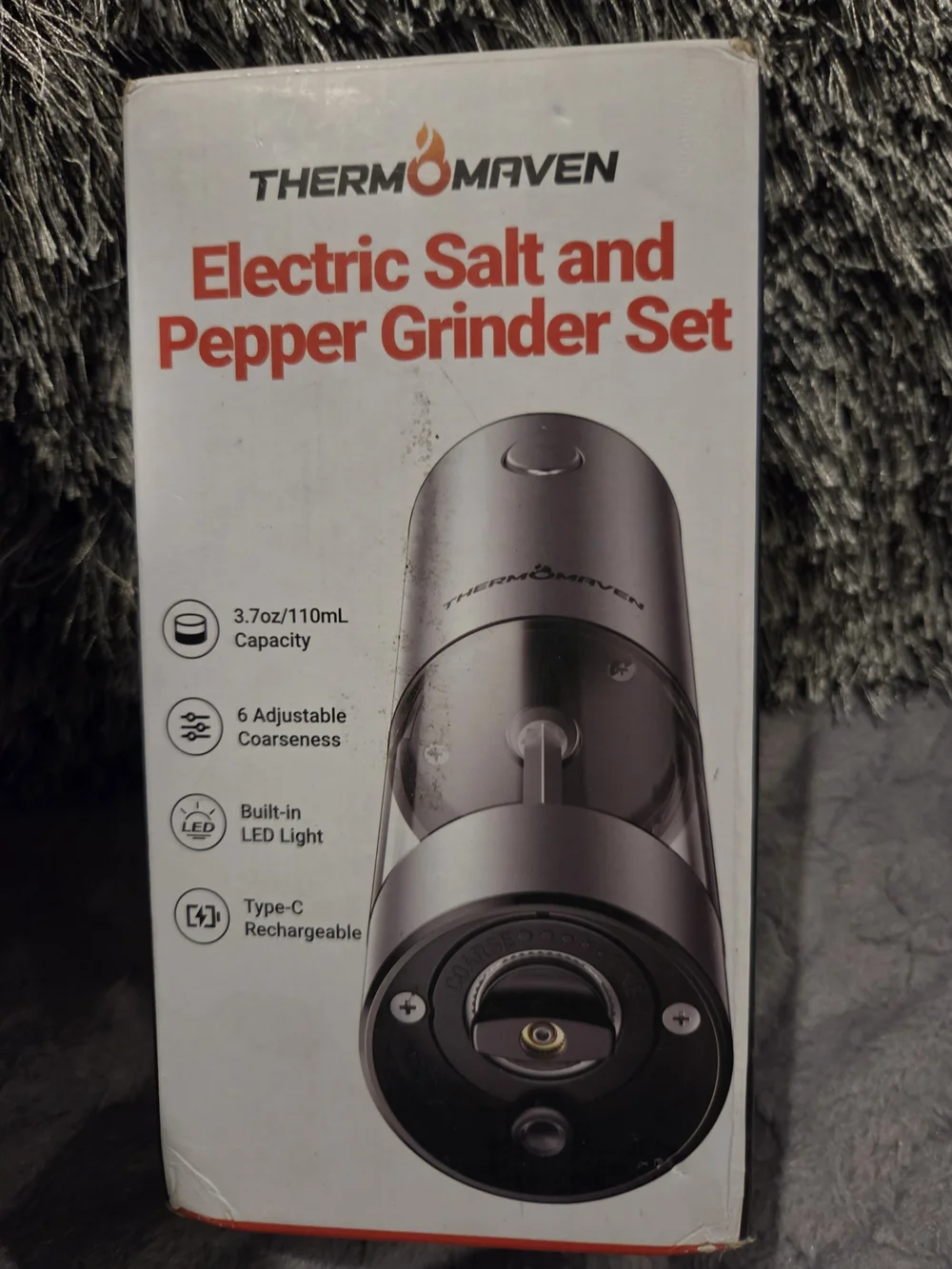 Stainless Steel Electric Salt and Pepper Grinder Set - Silver